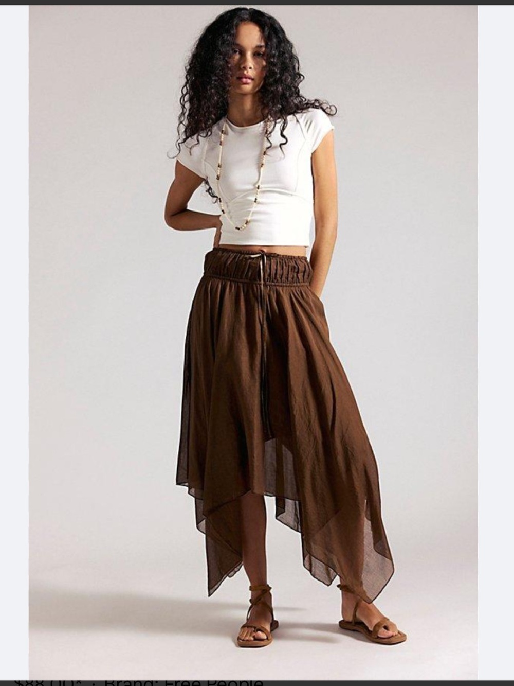NWT retail $88 size XS #FreePeople. “One Kaia Solid Asymmetrical Skirt in brown.